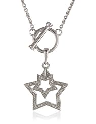 Sterling Silver 2-Piece Star Toggle Charm Diamond Pendant Necklace (1/5 cttw, I-J Color, I2-I3 Clarity), 18"