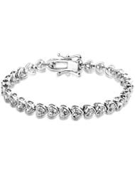 Honeystore Girls Heart Zircon White Gold Plated Bracelet Color White