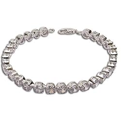 Gift for Girlfriend Sterling Silver Zircon Bracelet 7.5 inches (brclt255)