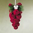 8.5" Burgundy Velvet Jingle Bell Grape Cluster Christmas Ornament Decor #886885