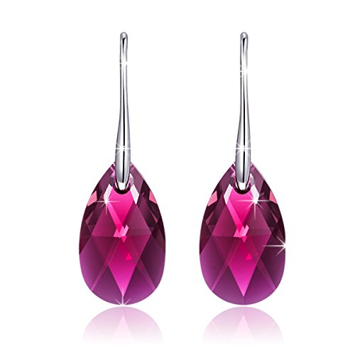 LadyColour Hot Pink Drop&Dangle Earrings Made with Crystals from Swarovski,Women Fashion Jewelry,gift for wife,girlfriend,families and friends on Birthday,Christmas Day,Valentines Day,Mother's Day