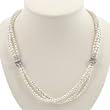Handmade Multistrand White Pearl Necklace With Antiqued Silver Beads