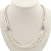 Handmade Multistrand White Pearl Necklace With Antiqued Silver Beads
