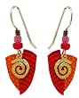 Barbara MacCambridge Orange Shield & Gold Filled Spiral Dangle Earrings on Gold Filled Earwire by Adajio
