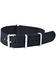 Premium 22mm Solid Black - Nylon Nato Ballistic Military Watch Band Strap G-10 Fits All Watches!!!
