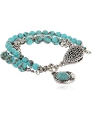 Lucky Brand Turquoise Colored Beaded Tassle Bracelet, 7.63"