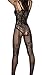 Amstt Womens Sexy Fishnet Floral Open Crotch Mesh Bodystockings Bodysuits (Black)