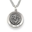 Sterling Silver 3/4" Round Engraved St. Michael Medal on 20" Chain