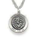 Sterling Silver 3/4" Round Engraved St. Michael Medal on 20" Chain