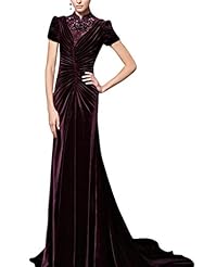 A-line Cocktail Floor Length Mesh Beaded Lace Short Sleeves Evening Dress/Homecoming Dress/Pageant Dress/Prom Dress/Party Dress/Wedding Dress 