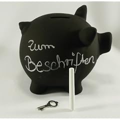 Sparschwein aus Keramik zum Beschriften mit Kreide, Tafellack, Kreidetafel
