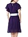 Allegra K Women Scoop Neck Ruffled Short Sleeve Chiffon Dress w Belt,Dark Purple, Large