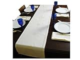ArtisanStreet's Star of DavidTable Runner Features Hem Stitch Cream Cloth with Embroidered Stars.