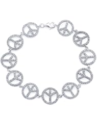 The Seventeen Magazine Jewelry Collection-Sterling Silver and White Cz Peace Sign Bracelet
