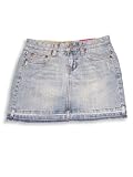 Jade - Girls Distressed Denim Mini Skirt, Blue Denim