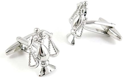 1 Pair Men's Cufflinks ID150288 Silver White Libra Balance scale Cuff Links Cadeaux Mariage Partie Chemise Tissu Shirt Party Bouton Classique