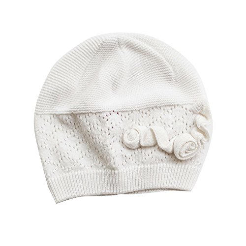 Toubaby Little Girls Crochet Hats Winter Fashion Knitted Hat 0-4t (0-12M, white)