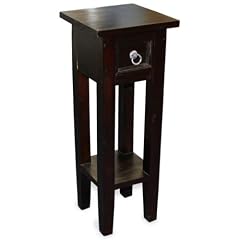 Beistelltisch Mahagoni braun mit Schublade 67cm Blumenhocker Telefontisch Tisch