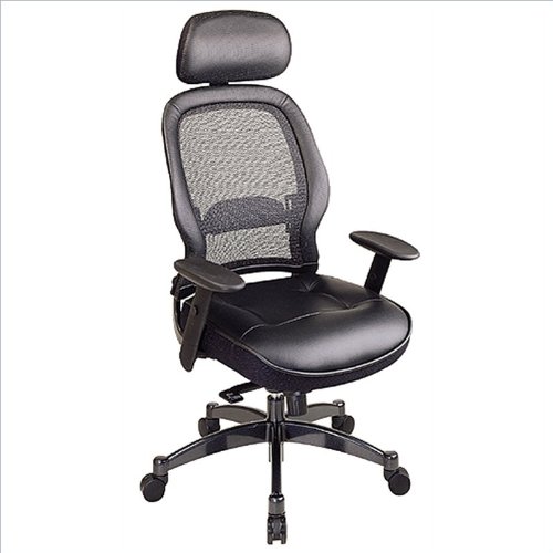 Office Star SPACE Collection: Deluxe Matrex Back Executive Chair with Leather Seat Office Star SPACE Collection: Deluxe Matrex Back Executive Chair with Leather Seat
