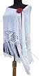 Handmade Spanish Inspired Shawl - Flamenco White (Large Size, Hand-crocheted Border)