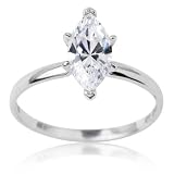 14k White Gold and Marquise-Cut Cubic Zirconia Solitaire Ring