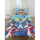 Power Rangers Duvet Cover and Pillowcase Operation Overdrive 3 Rotary Design Bedding, Twin Bed, Boys Room Decor