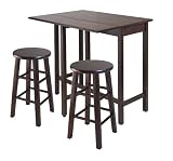 Lynnwood Drop Leaf Island Table with 2 Square Legs Stool Walnut Lynnwood Drop Leaf Island Table with 2 Square Legs Stool Walnut