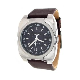 Diesel Brown Leather Band Date Window Mens Watch - DZ1151