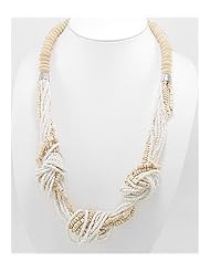 Cream Seed Beads Necklace In Zinc