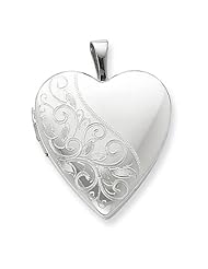 Sterling Silver 20mm Swirl & Polished Heart Locket. Metal Wt- 3.4g