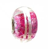 Pandora Style Charm Bead (Z112) Glitter Core Glass (14mm x 10mm) (fits Troll too) ~ Solid Single Core Design