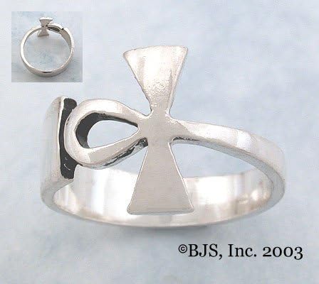 Large Side Ankh Ring - Sterling Silver Egyptian Jewelry