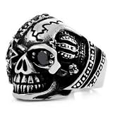 MENS Silver Stainless Steel Skull Gothic Rings Band Hand Made Size