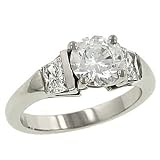 Trapezoid Diamond Engagement Ring .68cttw (CZ ctr)