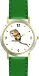 Brown Mouse Animal - WATCHBUDDY&reg; DELUXE TWO-TONE THEME WATCH - Arabic Numbers - Green Leather Strap-Size-Children's Size-Small ( Boy's Size & Girl's Size )