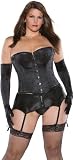 Plus Size Sexy Black Satin Boned Corset Lingerie