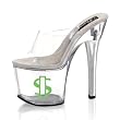 TipJar Sexy Stripper Shoes Exotic Shoes Dancer Shoes Platform Slide Shoes Clear / Dollar Sign CLEARANCE
