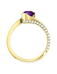 10K Yellow Gold 6.00mm Round Cut Chatham Created Alexandrite and Diamond Ring -- LIFETIME WARRANTY