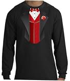 Tuxedo Tux Tee with RED VEST Long Sleeve T-shirt Tee Shirt
