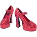Mary Jane Platform Shoes Red Glitter - Medium
