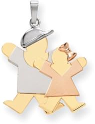 14k Tri-Color Big Boy and Little Girl Engravable Charm Cyber Monday Special