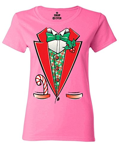 Shop4Ever Tuxedo Christmas Costume Women's T-Shirt Xmas Shirts