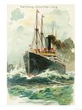 View of the Patricia at Sea, Hamburg-America Line Giclee Poster Print, 12x16