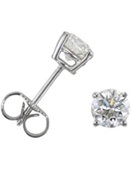 0.77 Carat (ctw) 14K White Gold Round Cut White Diamond Ladies Earrings