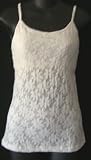 DAISY Stretch LACE Camisole Cami with Built in Shelf Bra and Adjustable spaghetti straps in White