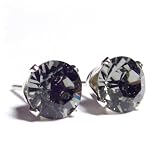 Sparkling 925 Sterling Silver Stud Earrings set with Black Diamond (charcoal grey) Swarovski Crystal Stones. Gift Box. Beautiful jewellery for very special people.