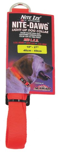 LED Nylon Night Safety Dog Collar by Nite Ize - Orange - Large