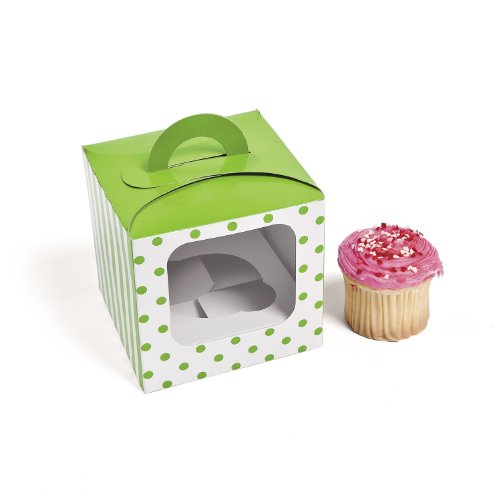 Lime Green Polka Dot Cupcake Boxes (12 pc)