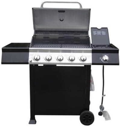 28"Electronic ignition 5-Burner Gas Grill/Side Burner with Porcelain and Stainless steel lid