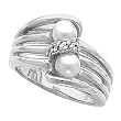 14K White Gold Akoya Cultured Pearl and Diamond Ring - 5.00mm